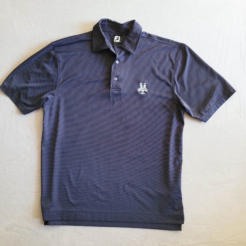 Footjoy Shirt Mens Large Blue Dots Golf Polo Redtail 1990 Golf Club Embroidery